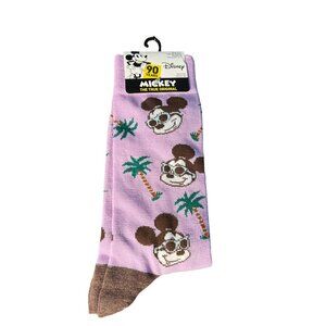 Disney Mickey The True Original 90 Years Purple Palm Trees Mickey Mouse Socks, S